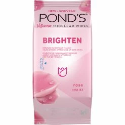 Deals 😍 Pond's Vitamin Micellar Brighten Facial Wipes Vitamin B3 Rose 25 Ct. ⭐